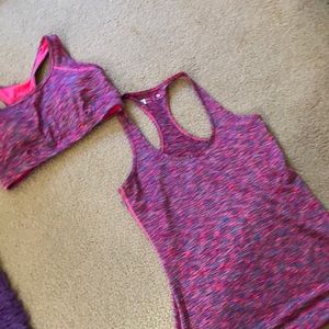 Xersion S  matching sports bra and halter shirt